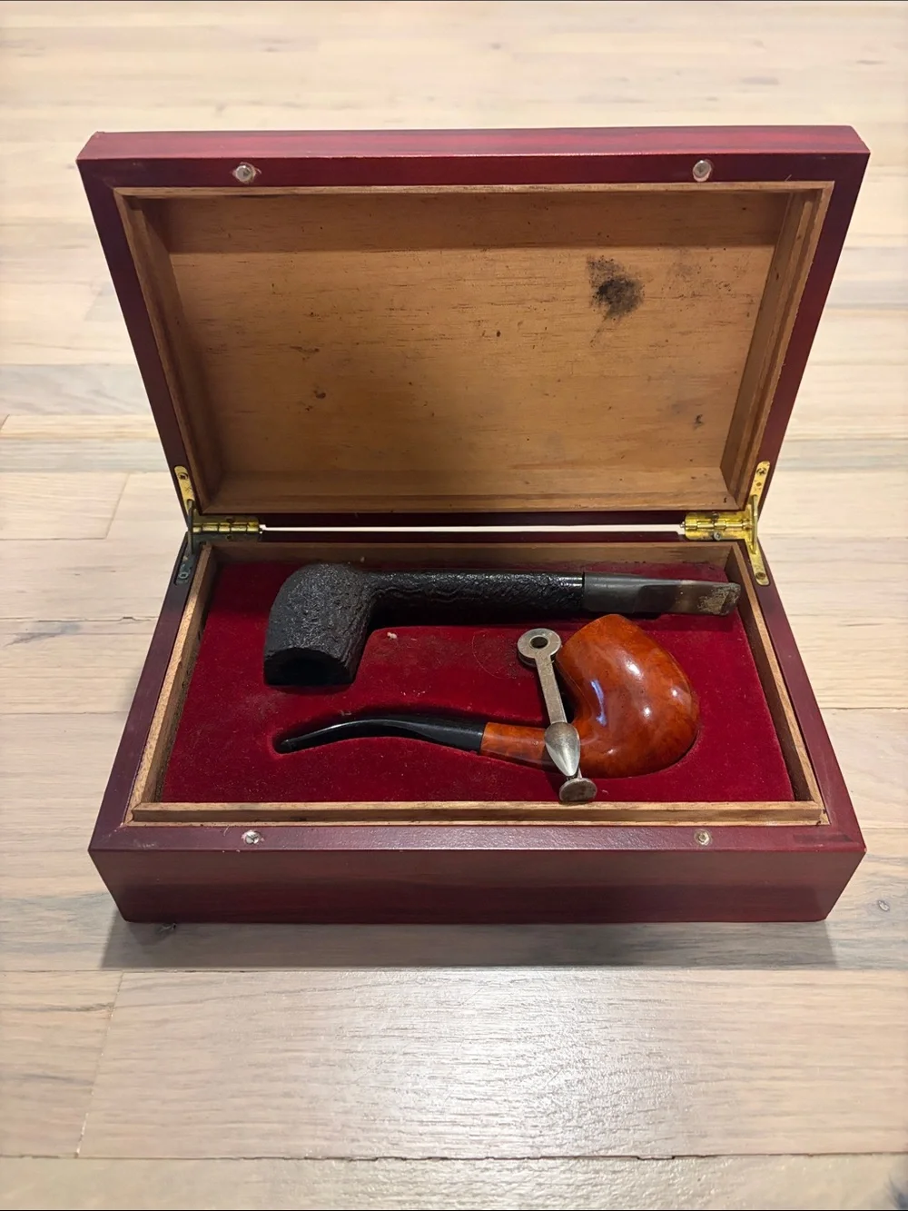 Vintage Aldo Velani Classic Men's Smoking Pipes Gift Set - Brown & Black